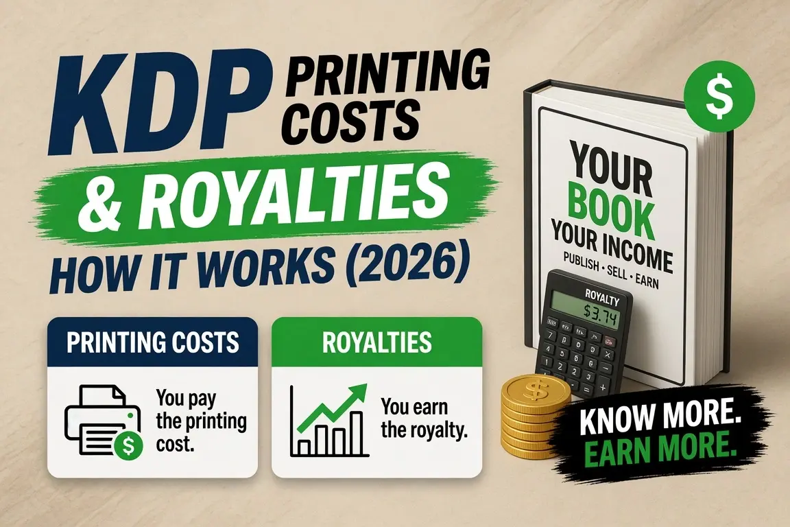 SmartKDP KDP Royalty Calculator showing printing cost, royalty per sale, and marketplace comparison