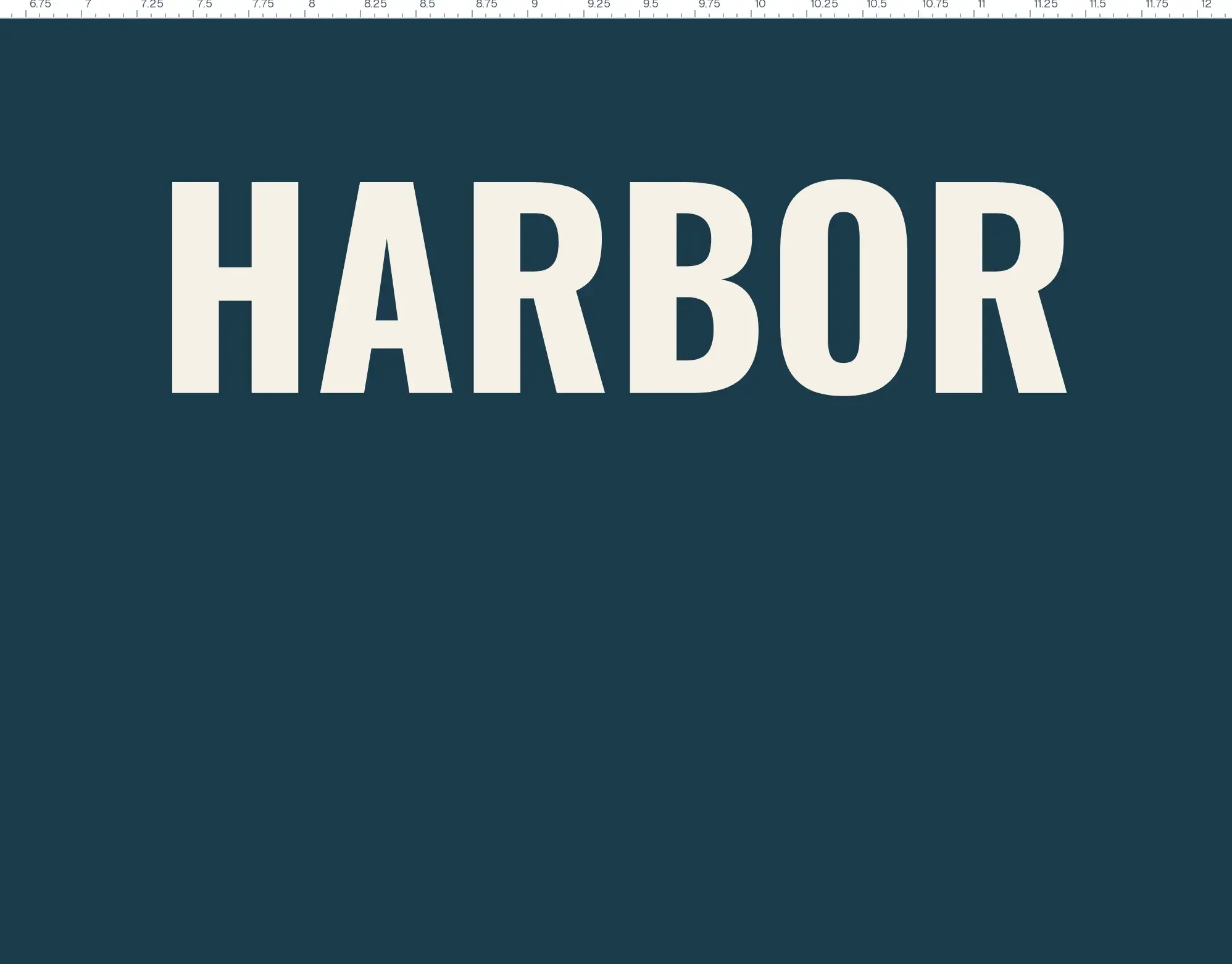 The title Harbor on a straight line, and the same title bent along an arc, split by a divider you can drag.