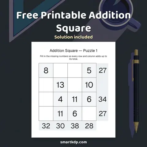 Free printable Addition Square preview