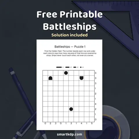 Free printable Battleships preview