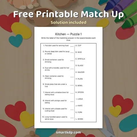 Free printable Match Up preview