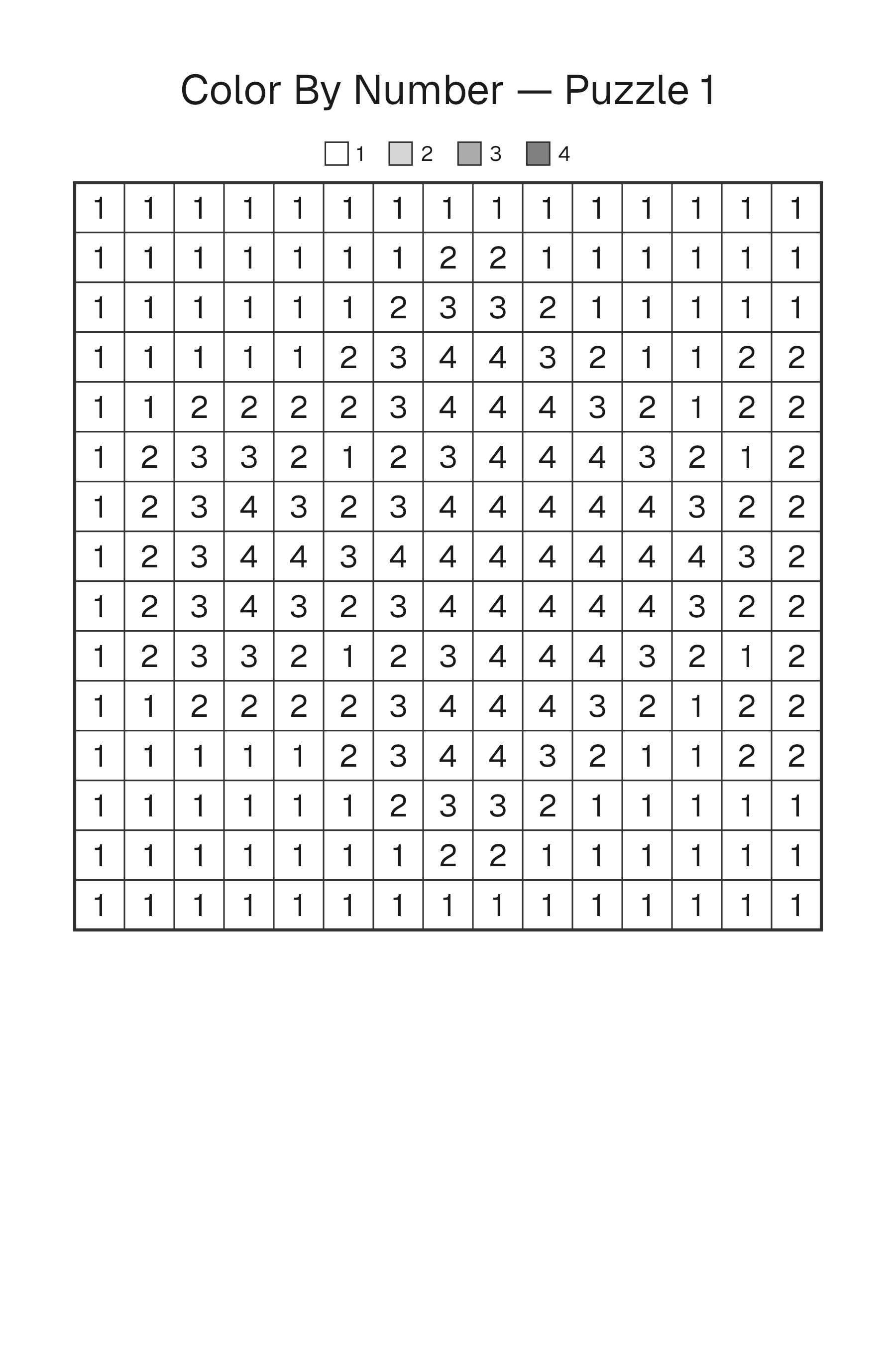 A Color By Number page laid out by Book Studio