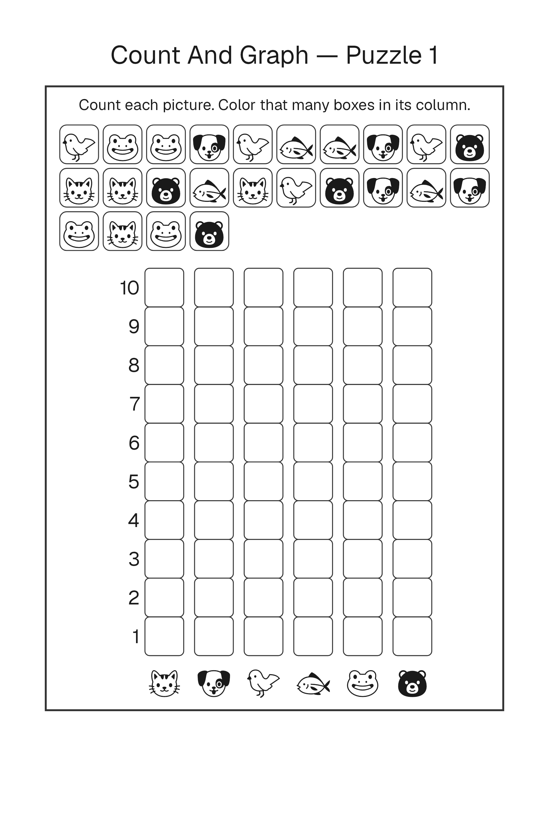 Printable Count and Graph puzzle page