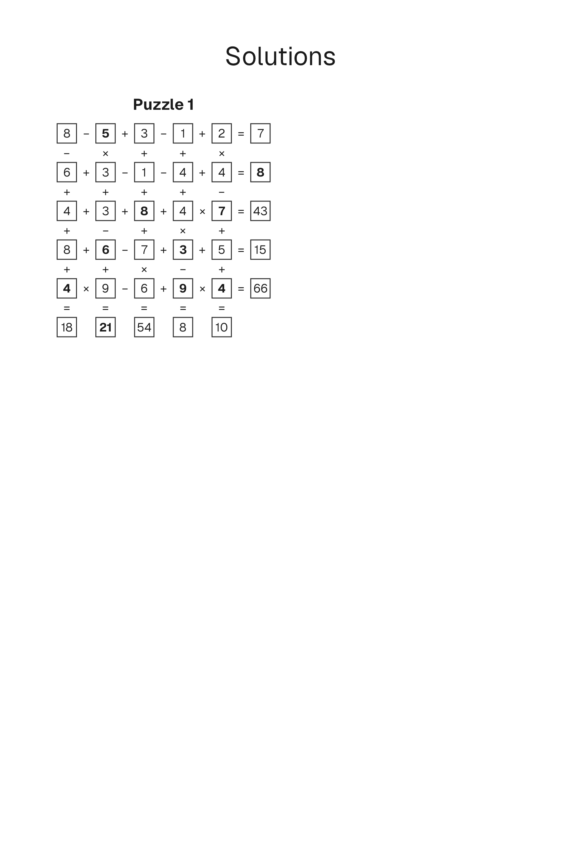 Cross Sums solution page