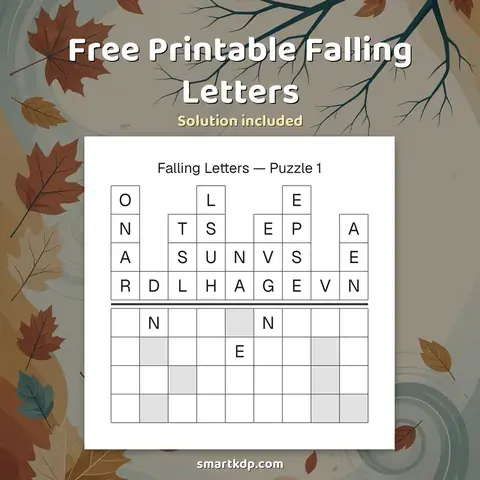 Free printable Falling Letters preview