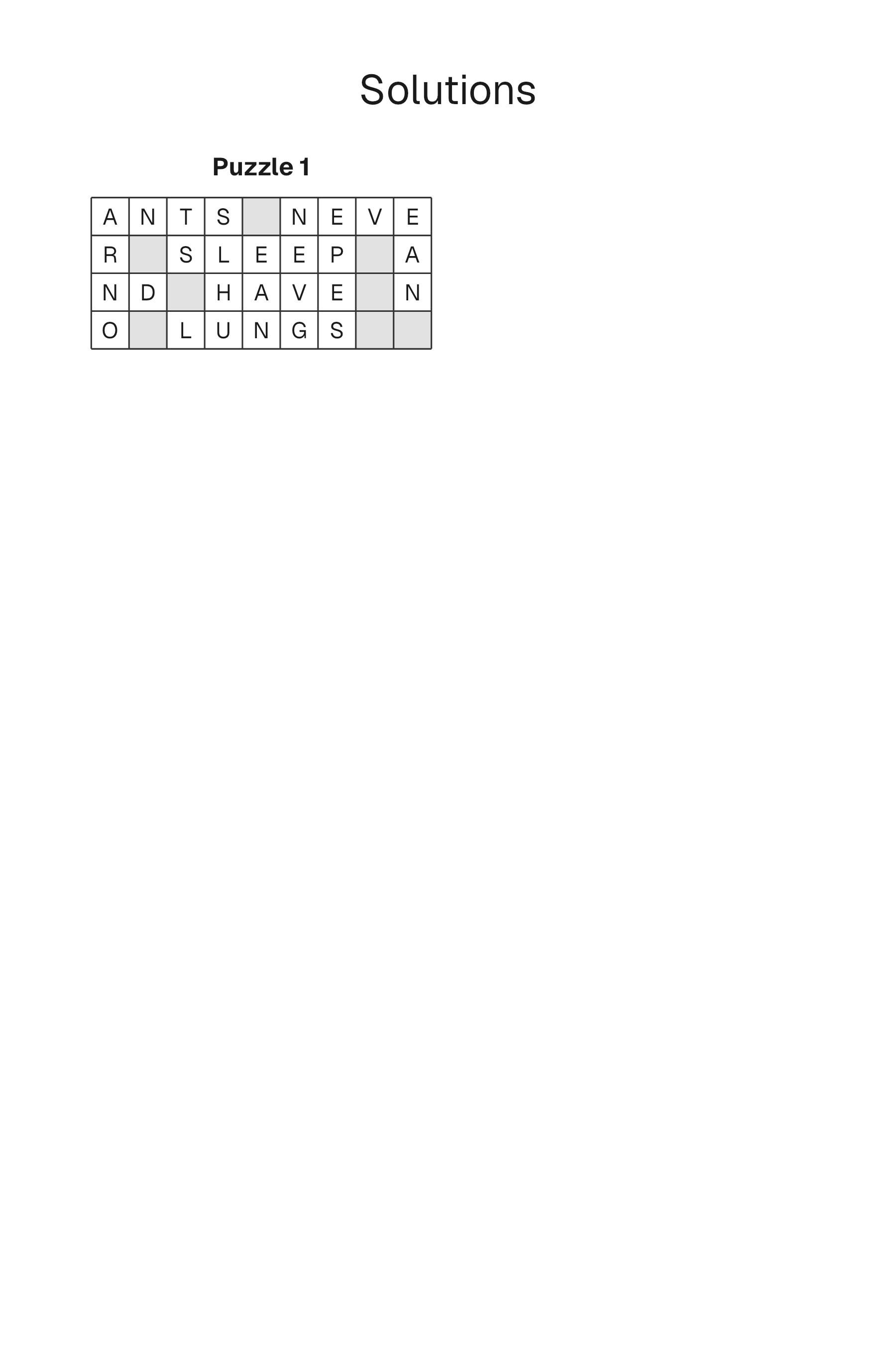 Falling Letters solution page