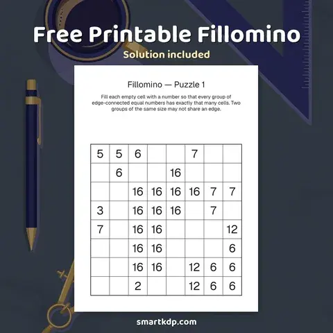 Free printable Fillomino preview