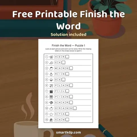 Free printable Finish the Word preview