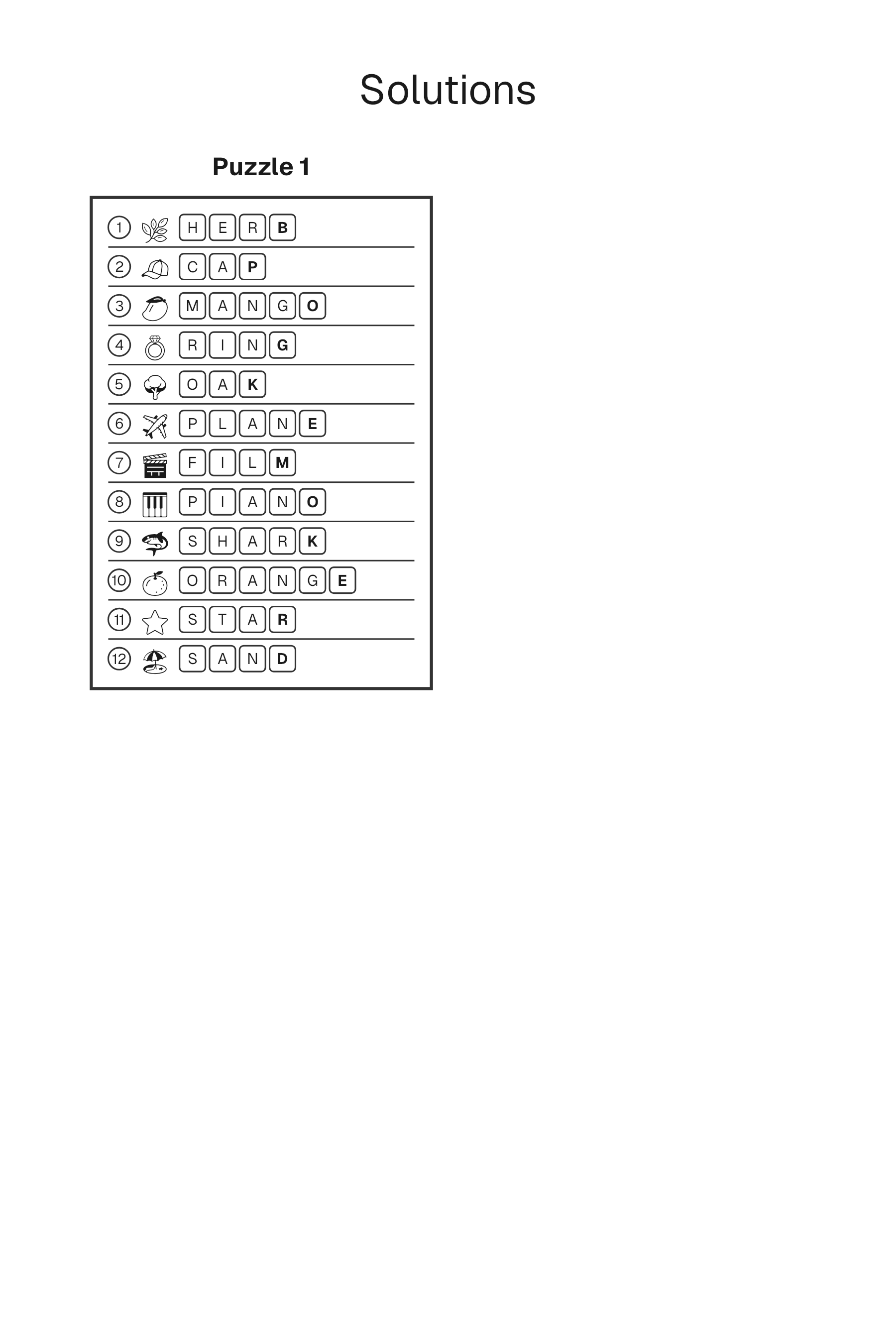 Finish the Word solution page