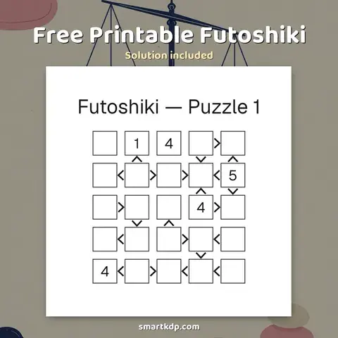 Free printable Futoshiki preview
