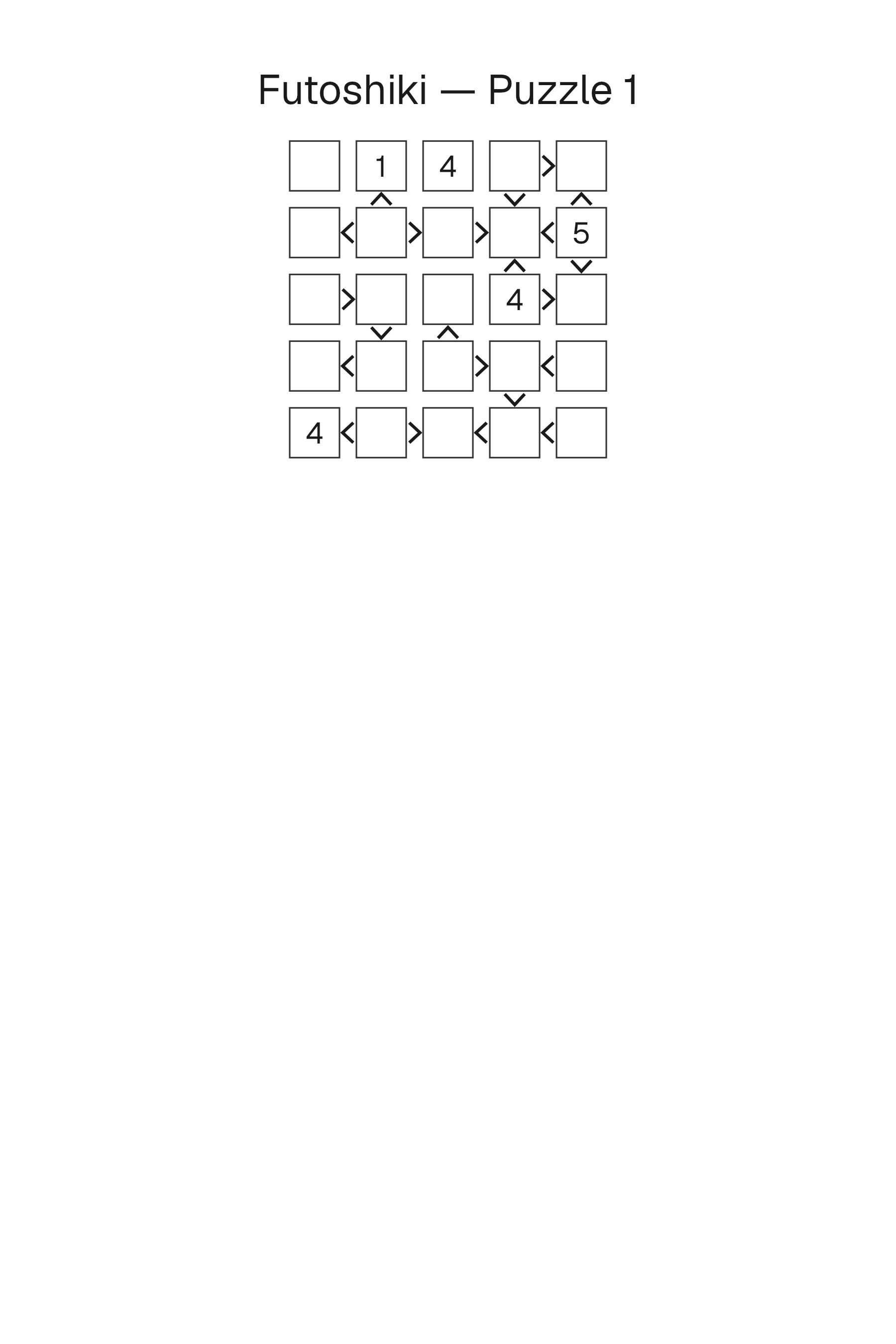 Printable Futoshiki puzzle page