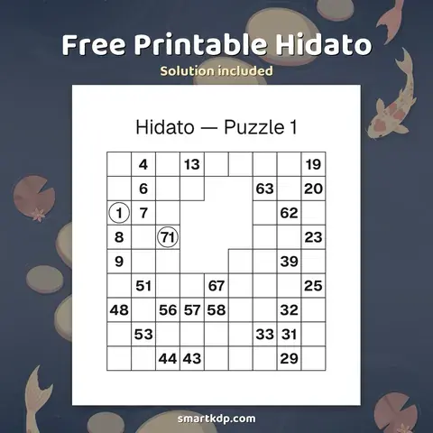 Free printable Hidato preview