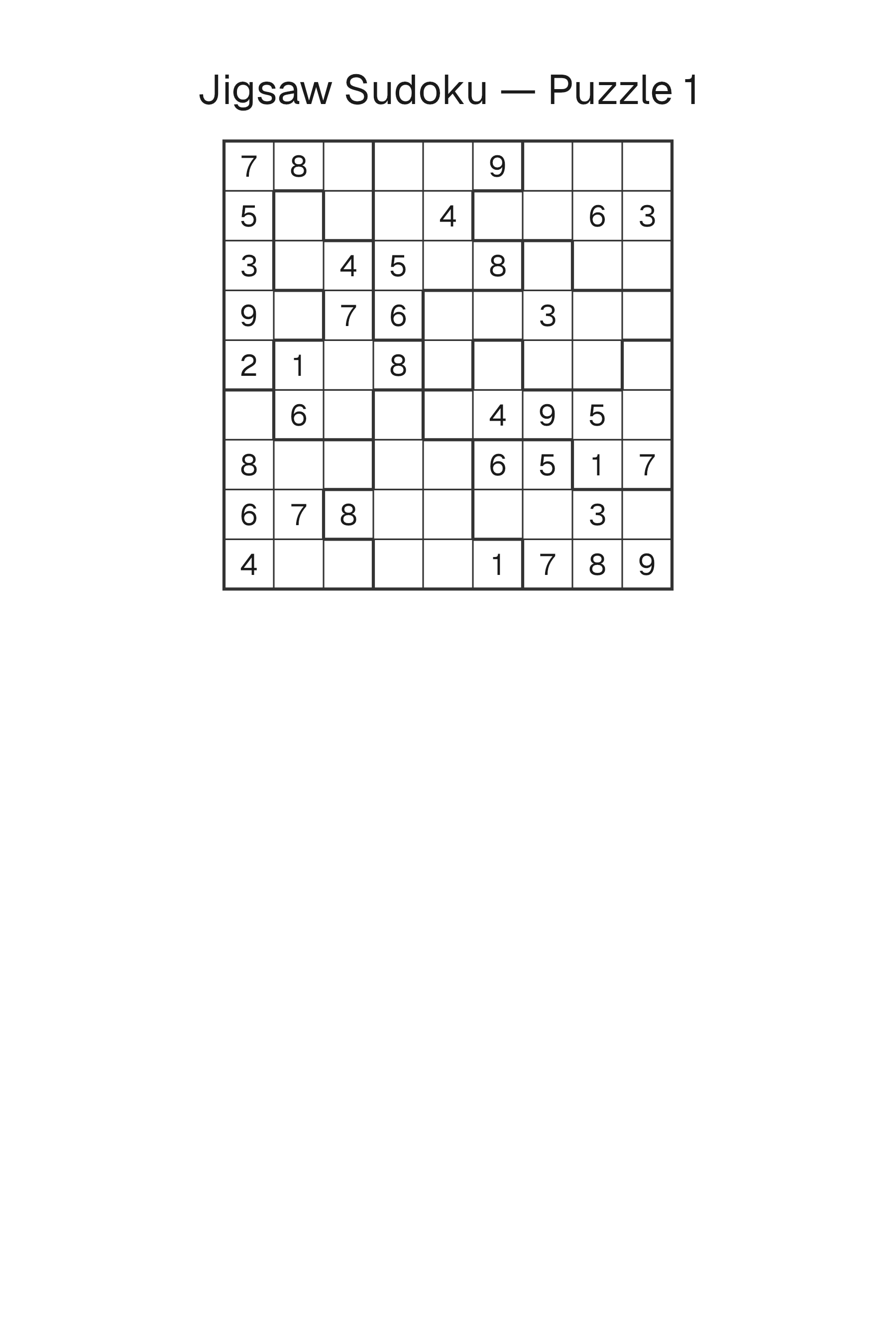A Jigsaw Sudoku page laid out by Book Studio