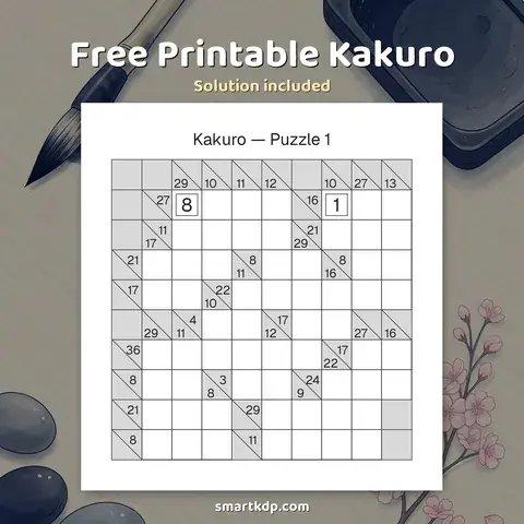 Free printable Kakuro preview