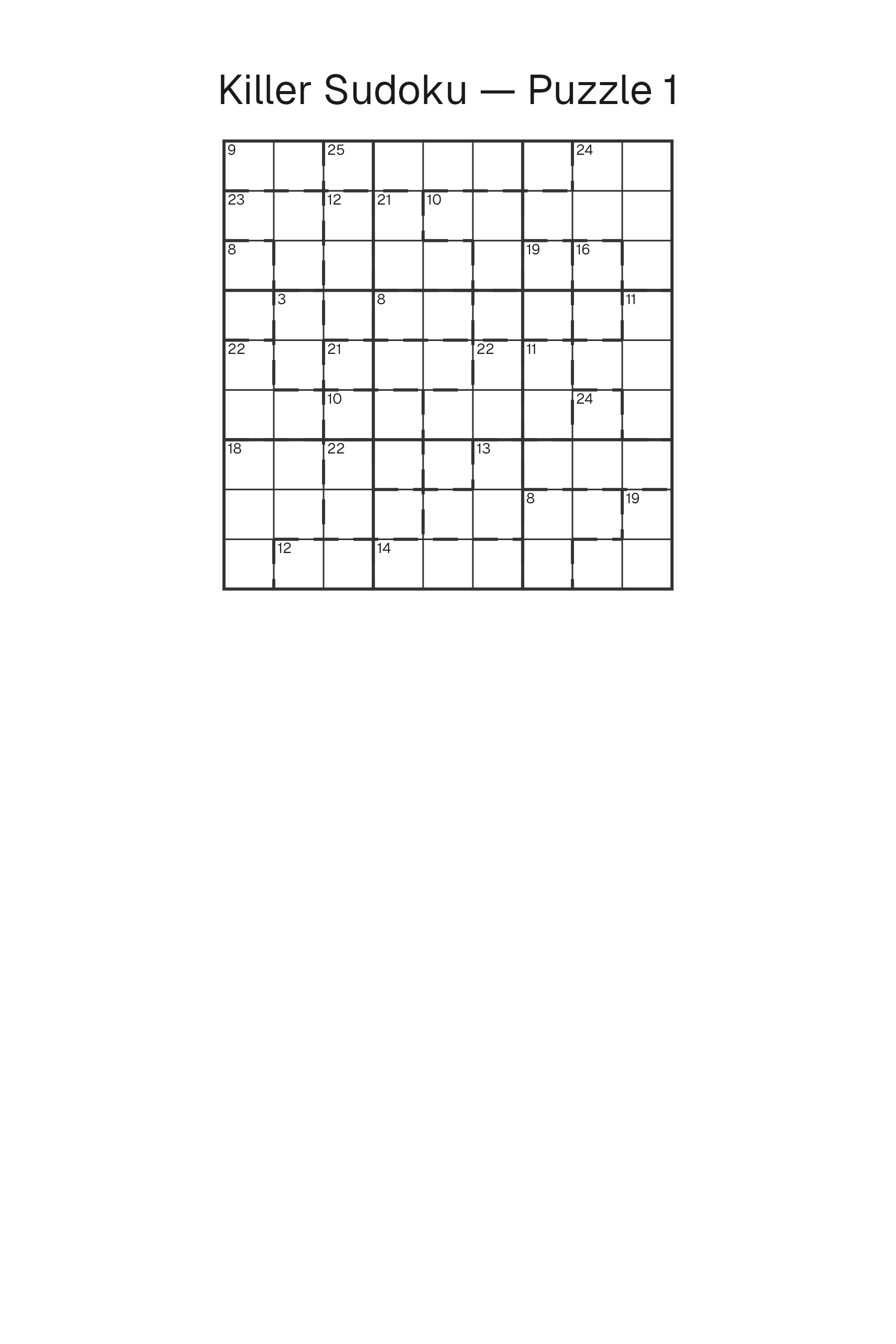 A Killer Sudoku page laid out by Book Studio