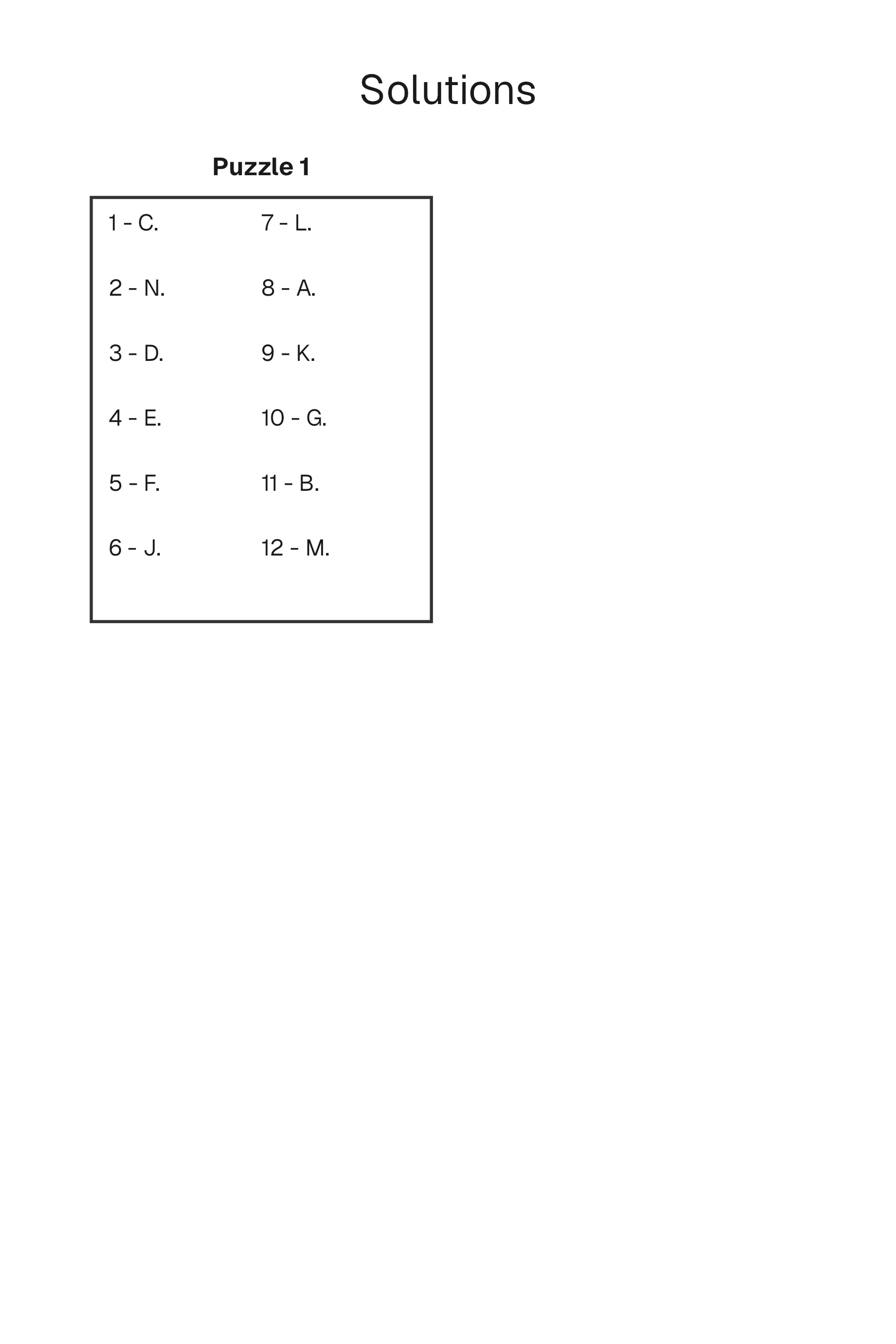 Picture Match solution page