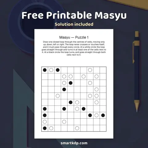 Free printable Masyu preview