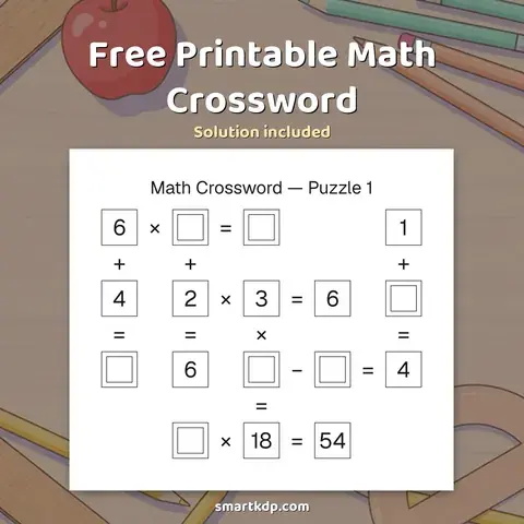 Free printable Math Crossword preview