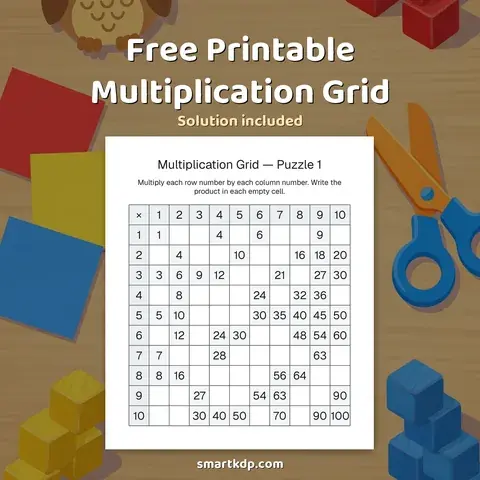 Free printable Multiplication Grid preview