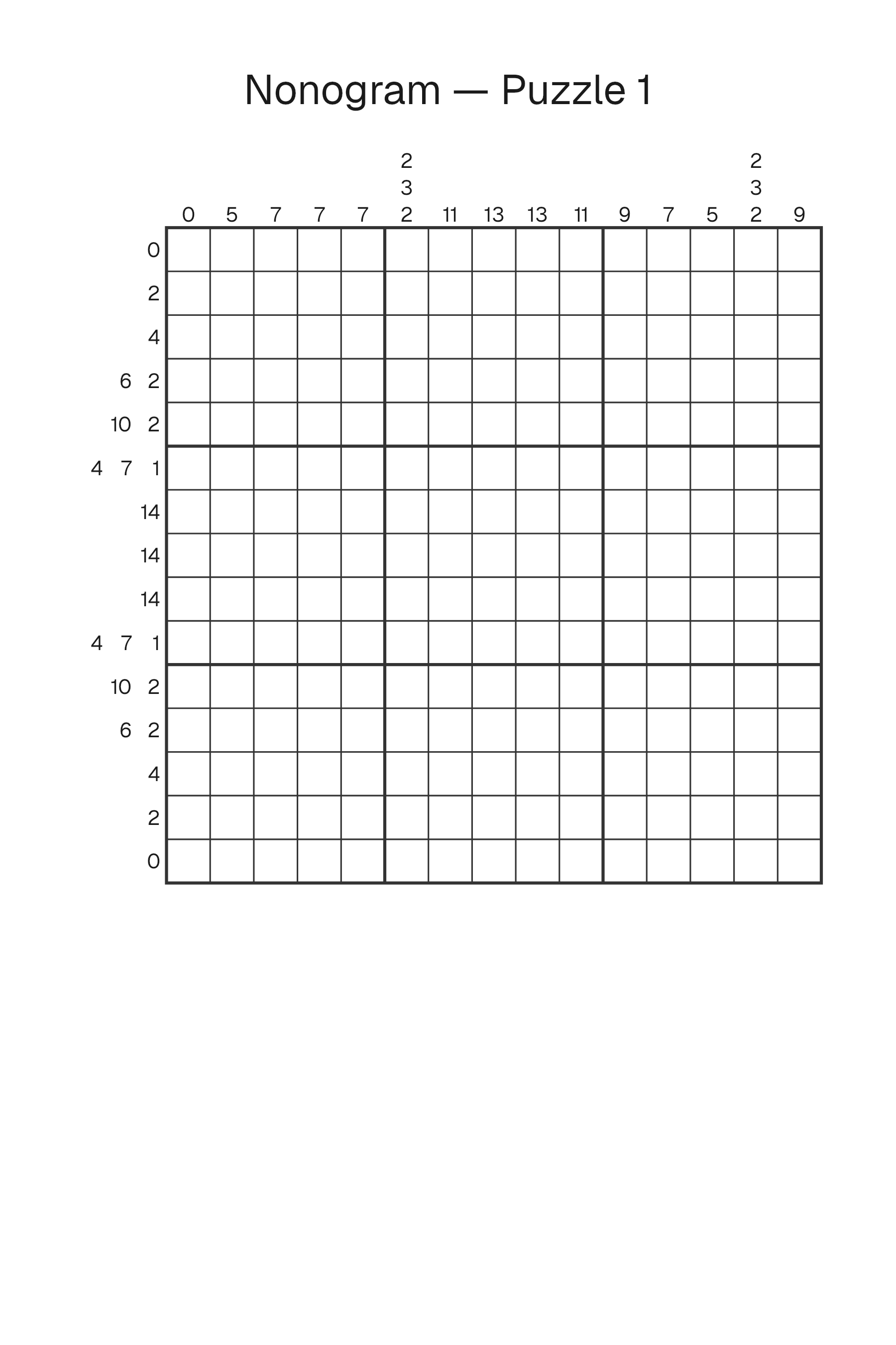 A Nonogram page laid out by Book Studio