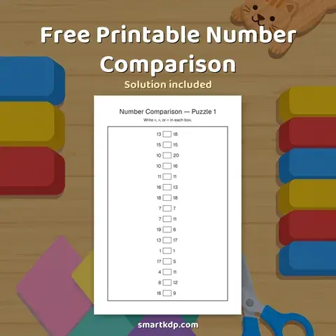 Free printable Number Comparison preview