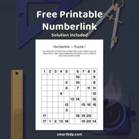 Free printable Numberlink preview