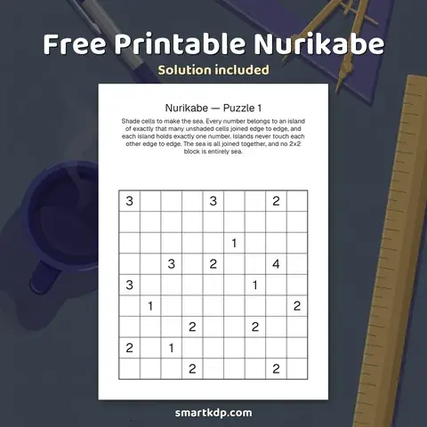Free printable Nurikabe preview