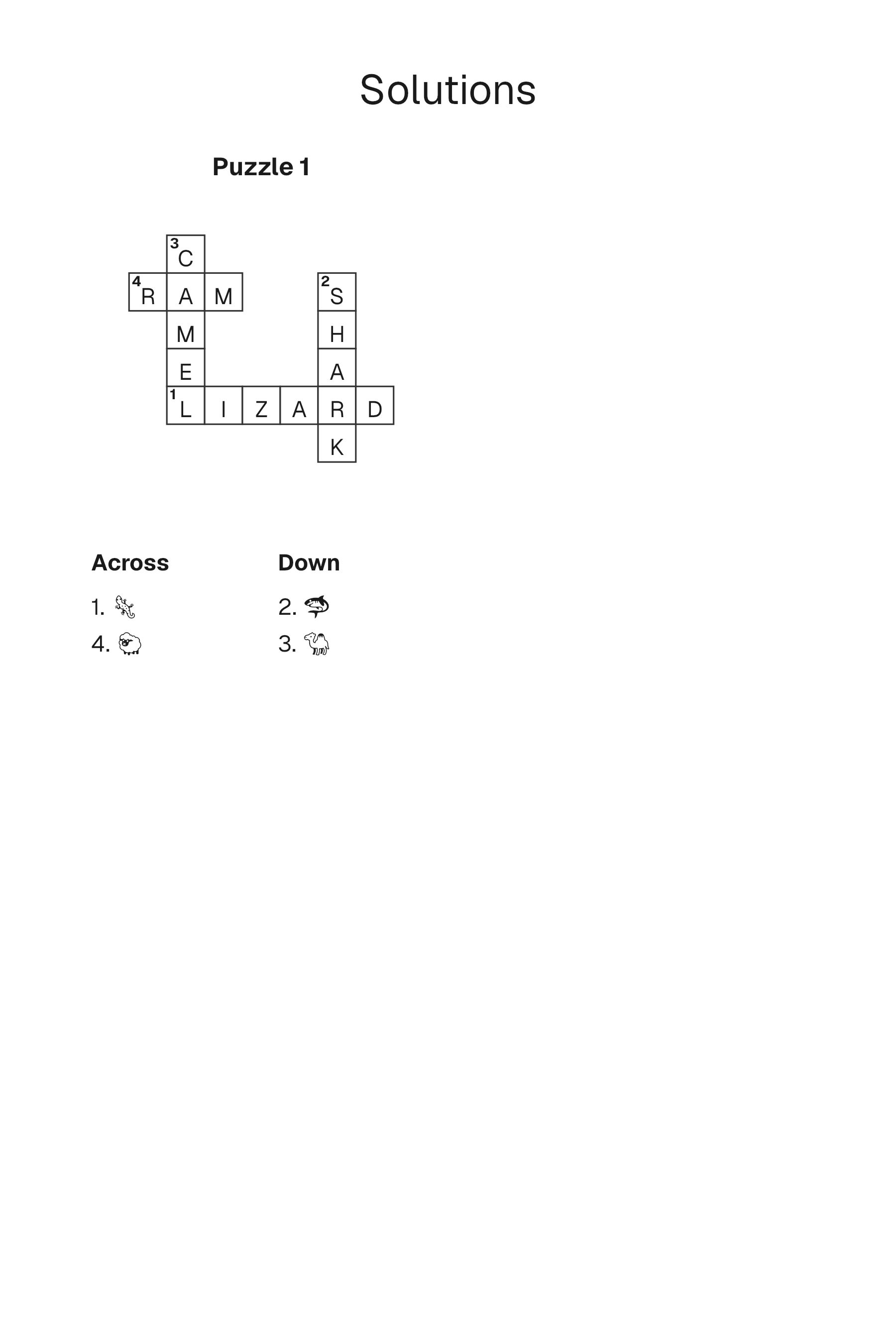 Picture Crossword solution page
