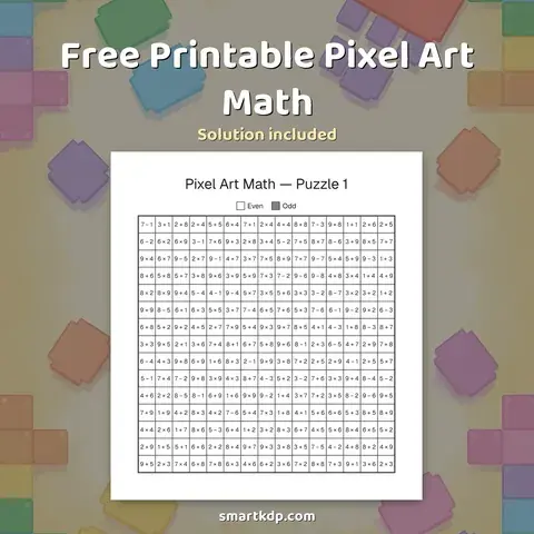 Free printable Pixel Art Math preview