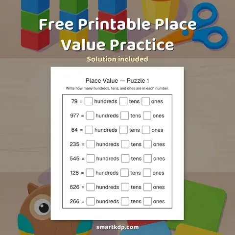 Free printable Place Value Practice preview