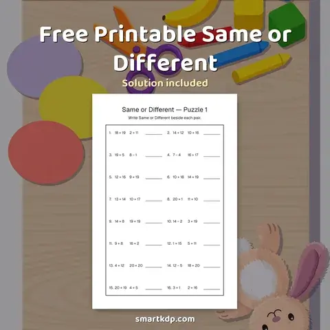 Free printable Same or Different preview