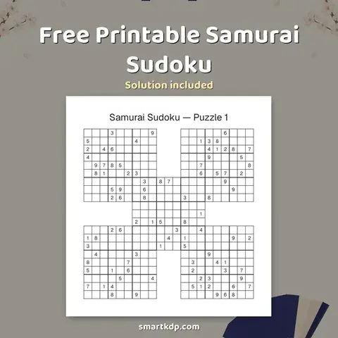 Free printable Samurai Sudoku preview