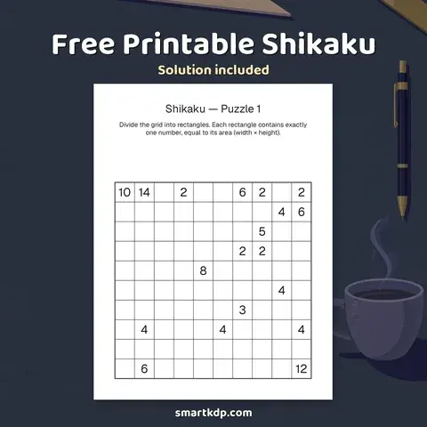 Free printable Shikaku preview