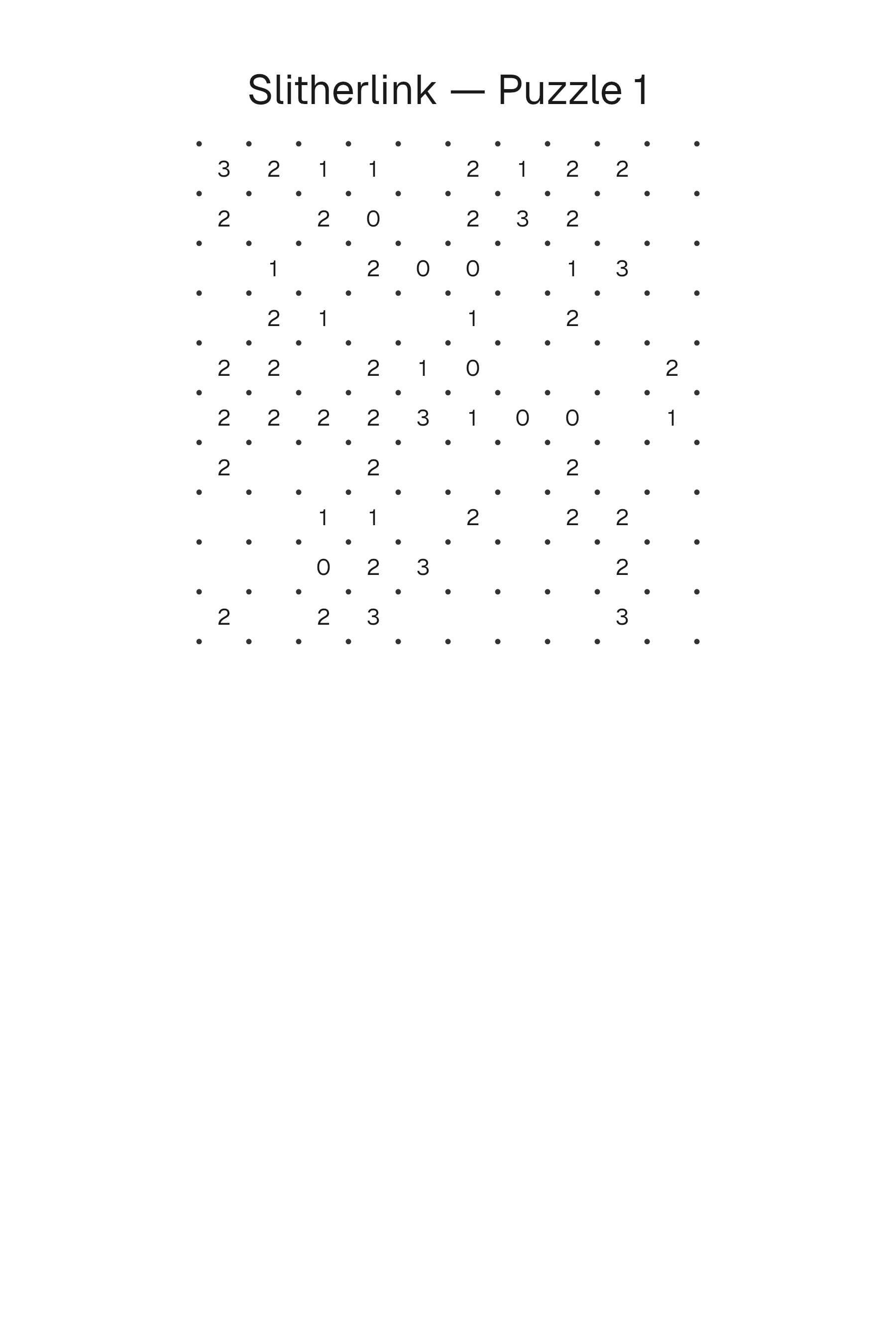 Printable Slitherlink puzzle page