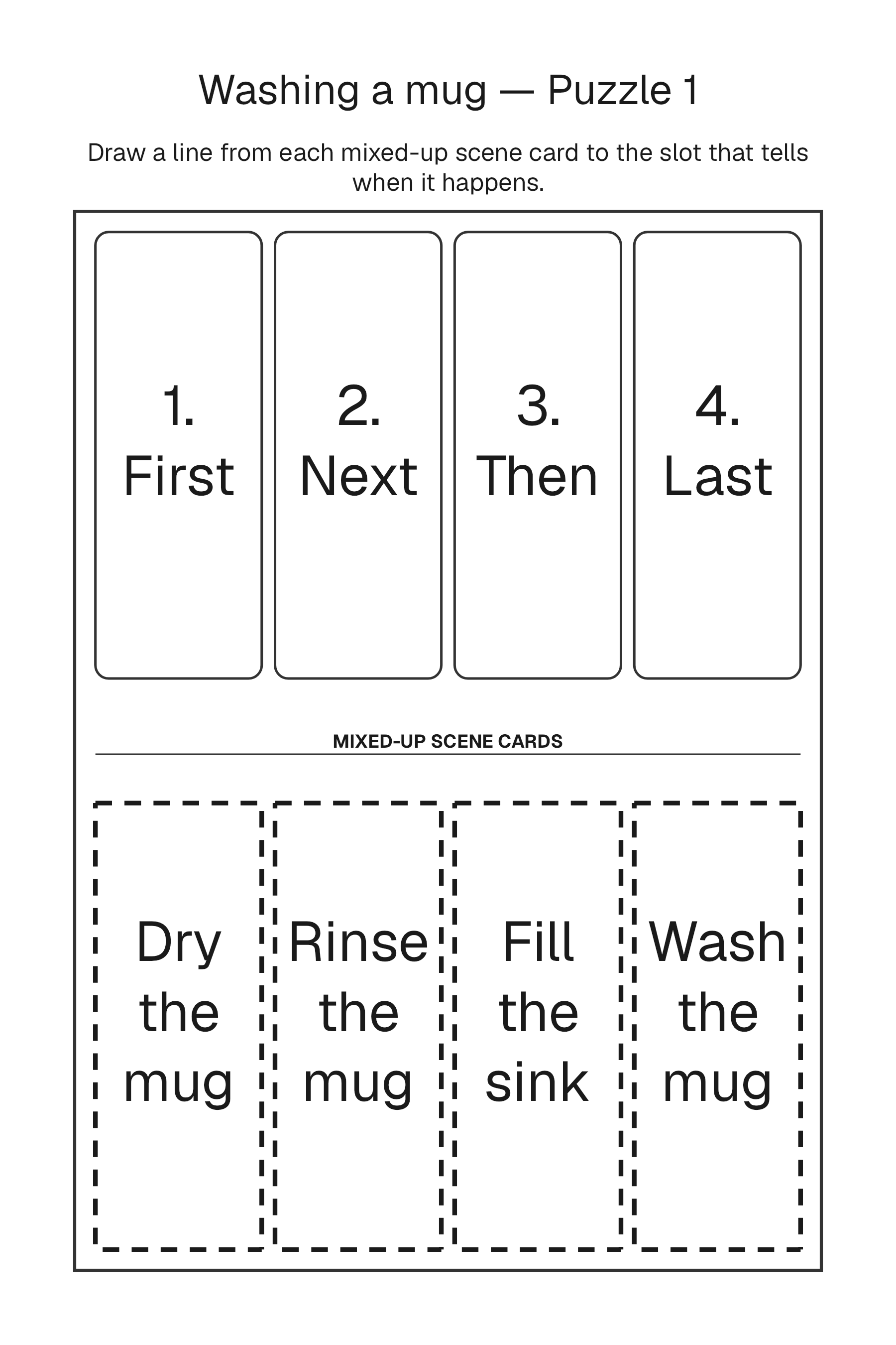 Printable Story Sequencing puzzle page