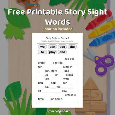 Free printable Story Sight Words preview