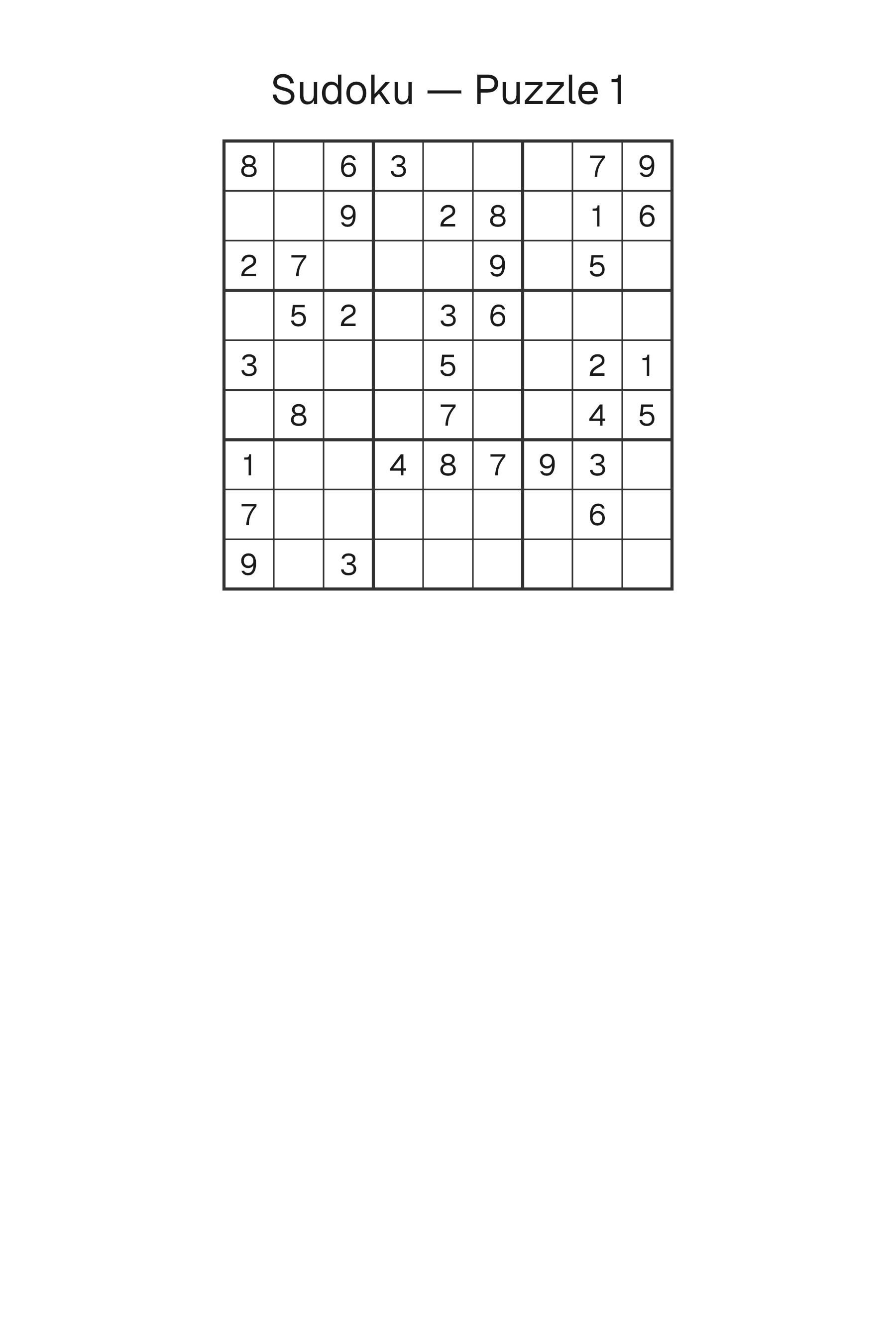 A Sudoku page laid out by Book Studio