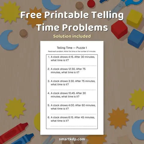 Free printable Telling Time Problems preview