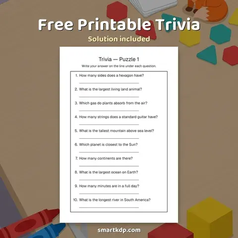 Free printable Trivia preview