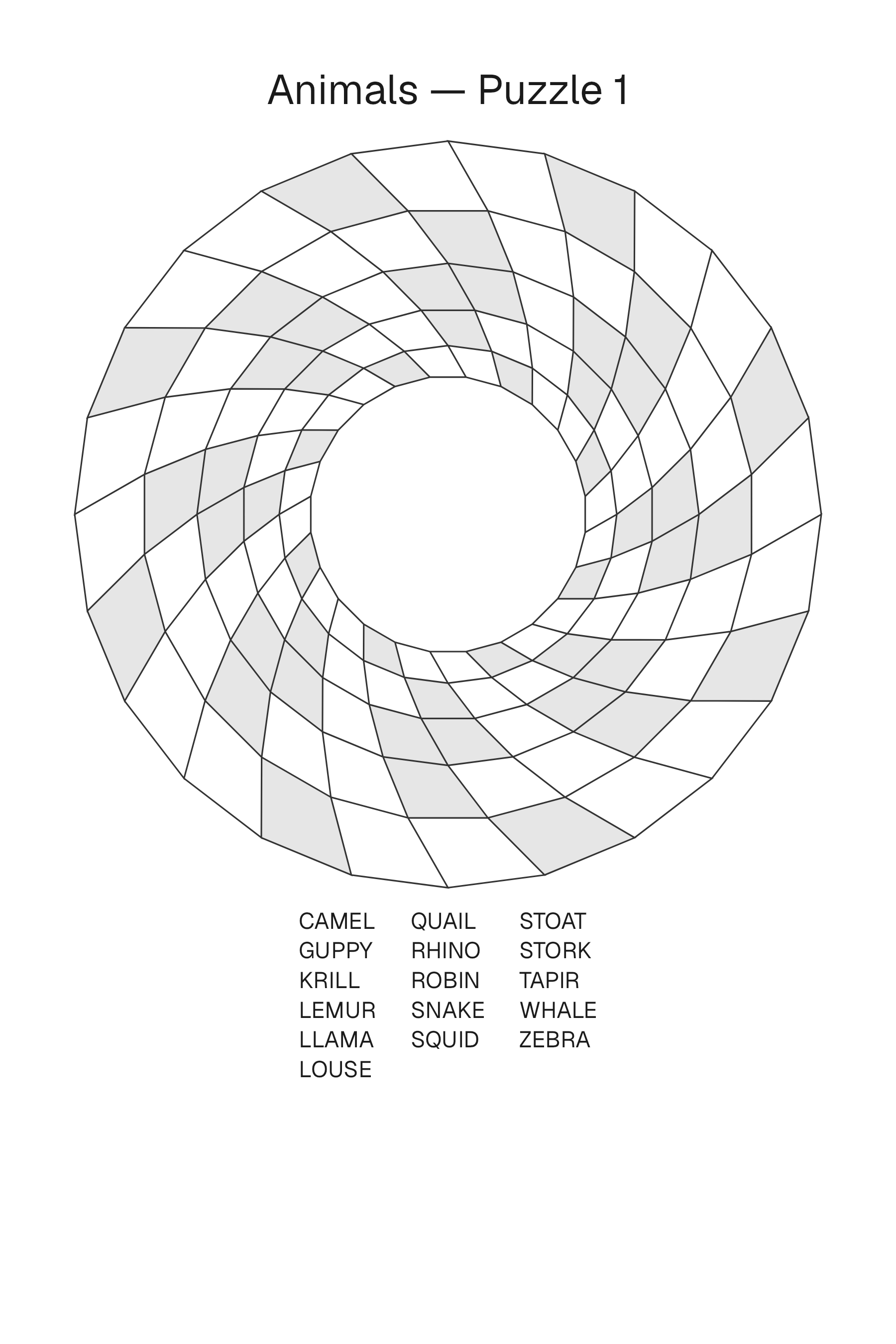 Printable Word Bloom puzzle page