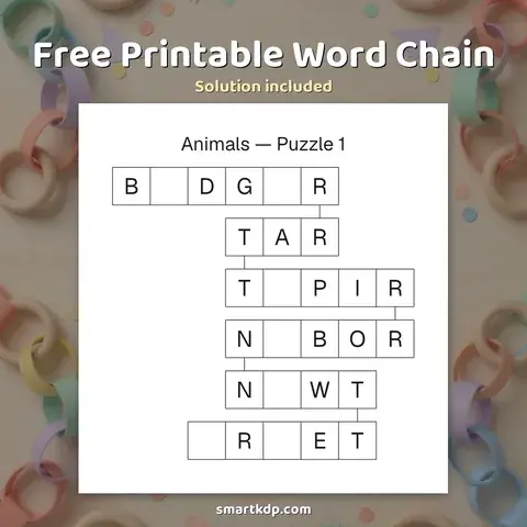 Free printable Word Chain preview
