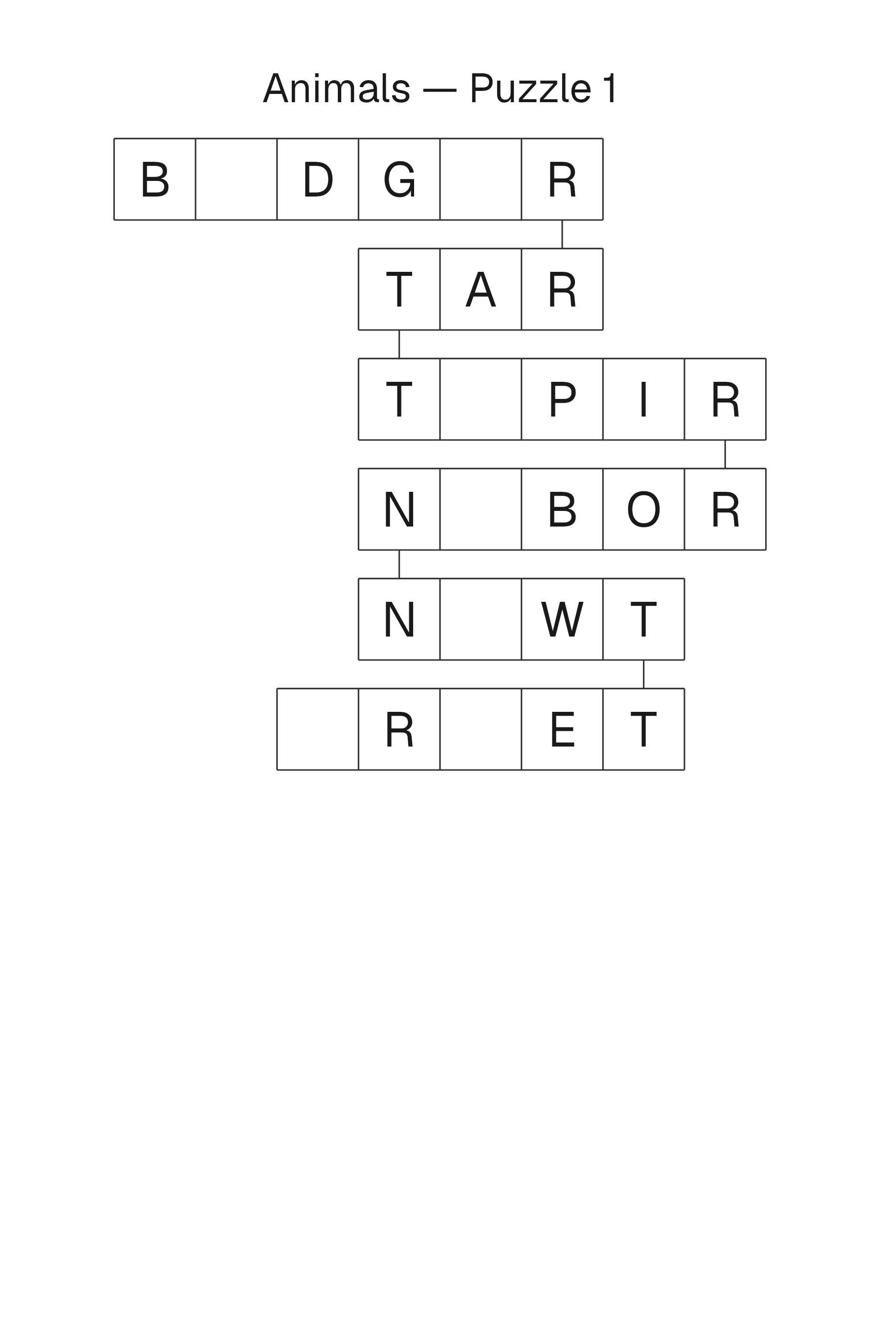 Printable Word Chain puzzle page