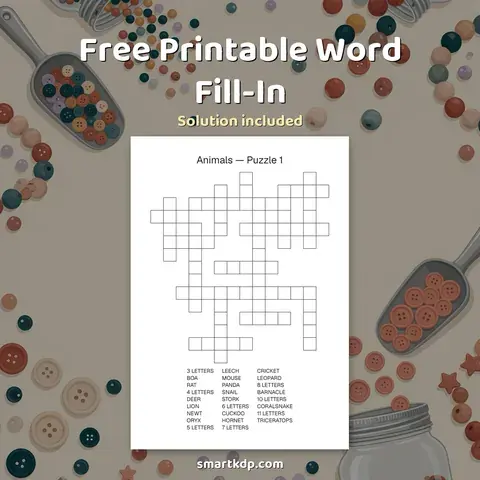 Free printable Word Fill-In preview