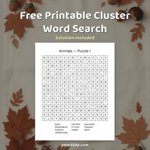 Free printable Cluster Word Search preview