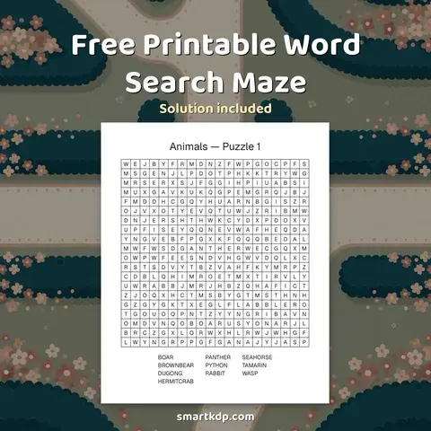 Free printable Word Search Maze preview