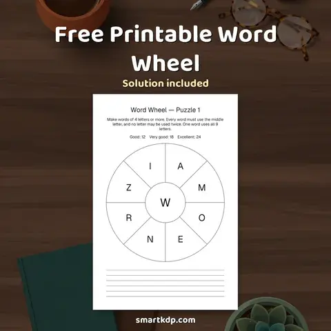 Free printable Word Wheel preview