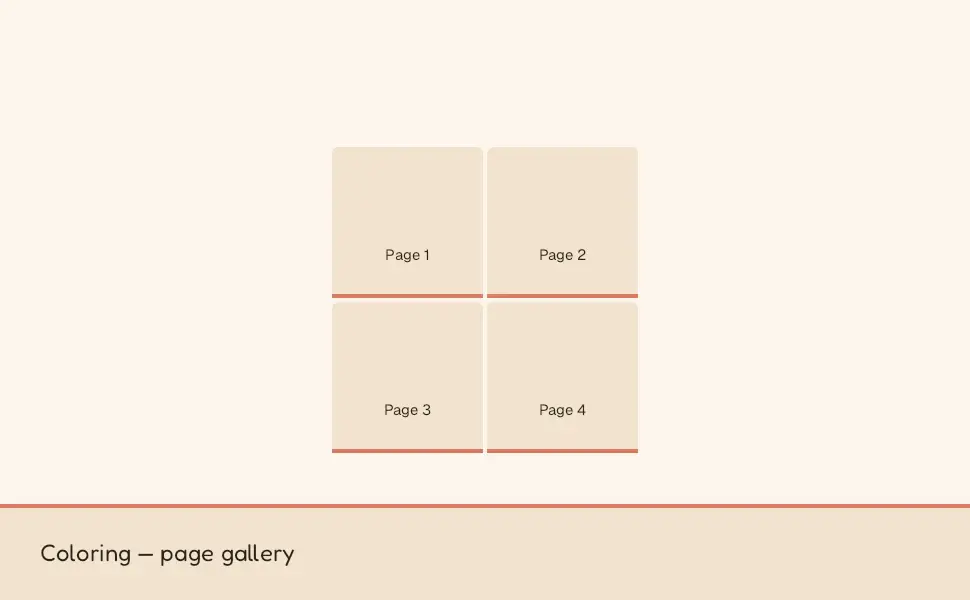 The Standard Four Image & Text Quadrant module in the Coloring — page gallery layout, 4 image slots with labelled placeholders
