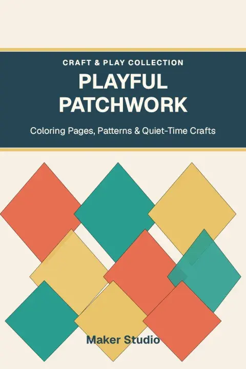 PLAYFUL PATCHWORK — a Low-content activity cover designed in Cover Designer