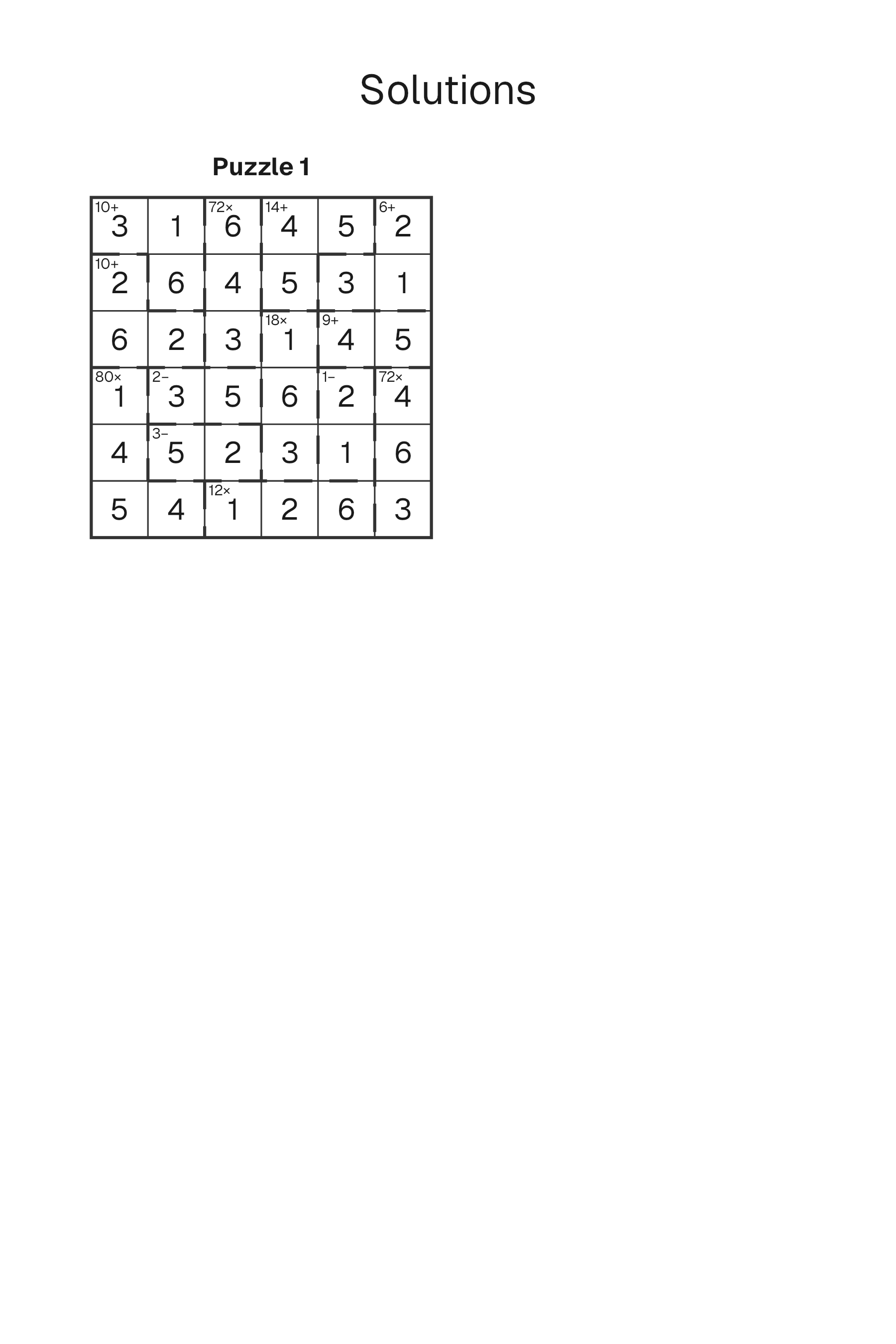 Calcudoku solution page