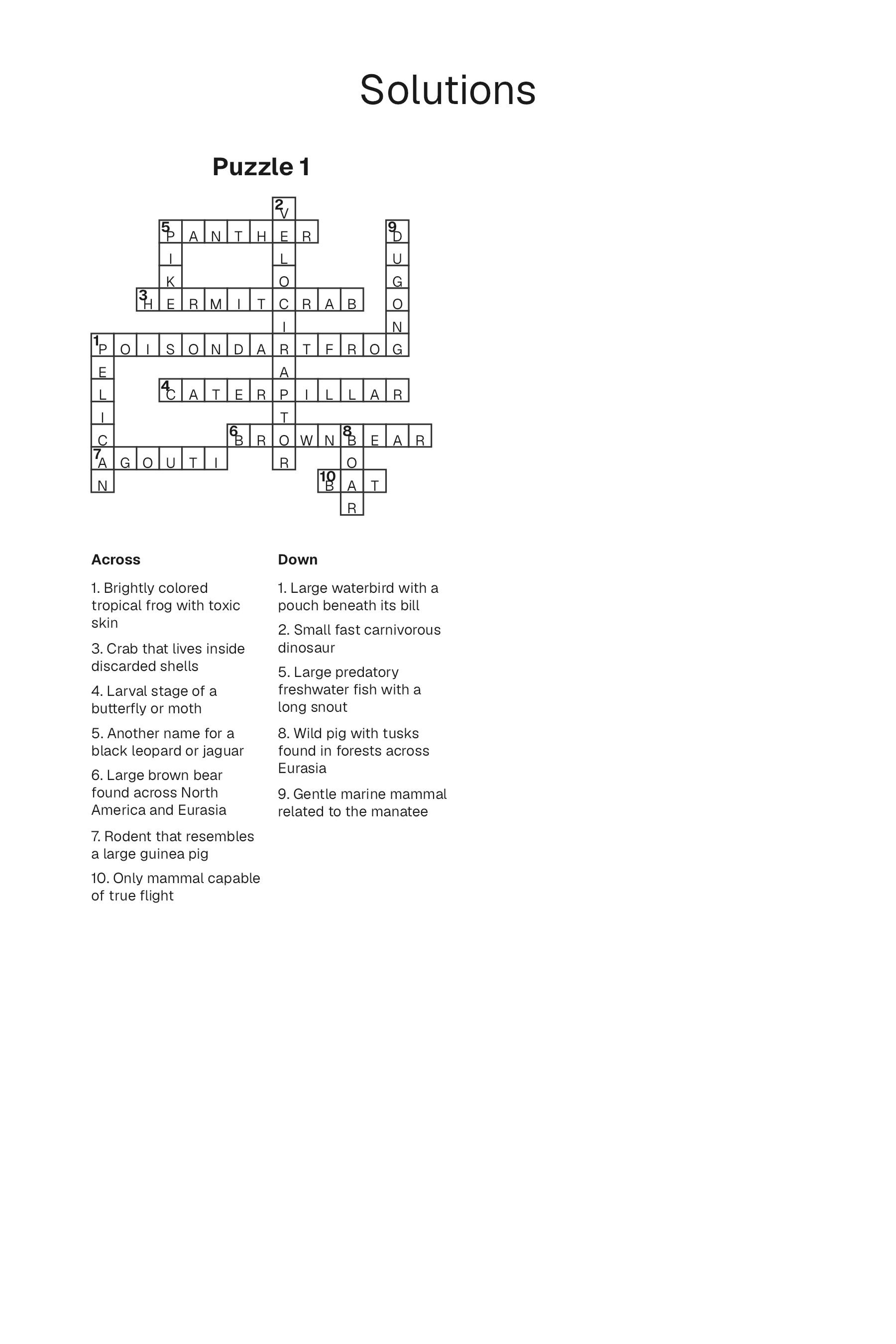 Crossword solution page